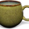 Tazza in porcellana verde oliva con sfumature di colore