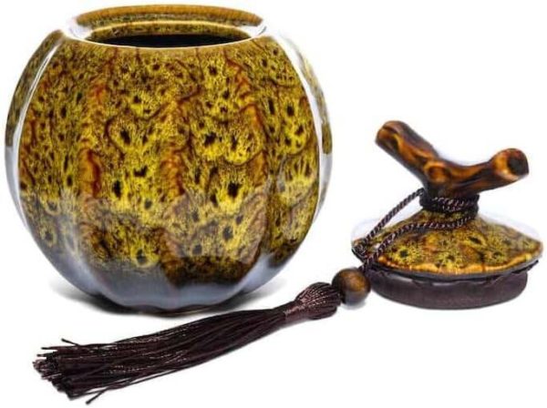 Barattolo per tè/zucchero con nappa, 400 ml, giallo/nero mélange - immagine 2