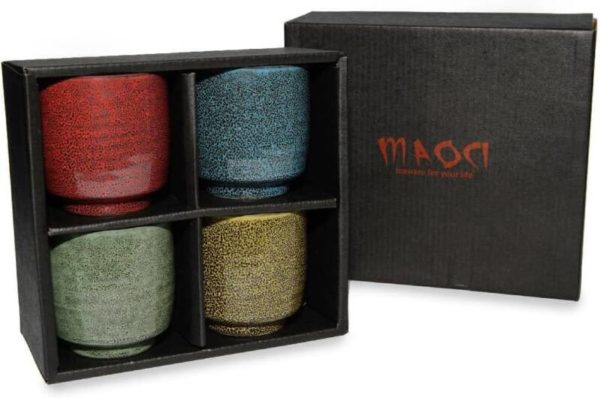 Set di 4 tazze da tè giapponesi da 150 ml, confezione regalo
